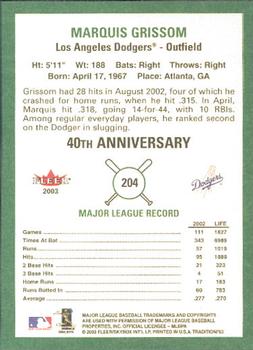 2003 Fleer Tradition #204 Marquis Grissom Back