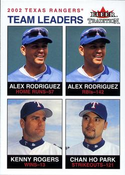 2003 Fleer Tradition #29 Alex Rodriguez / Kenny Rogers / Chan Ho Park Front