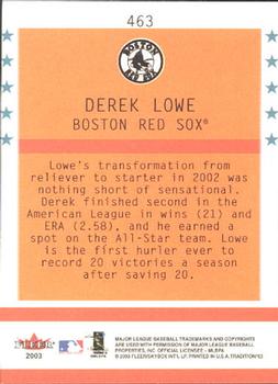 2003 Fleer Tradition #463 Derek Lowe Back