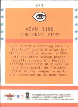 2003 Fleer Tradition #473 Adam Dunn Back