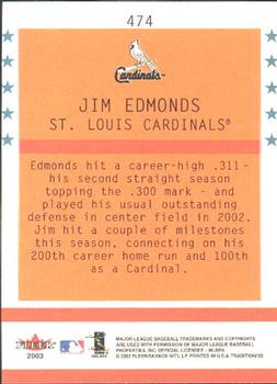 2003 Fleer Tradition #474 Jim Edmonds Back