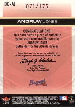 2004 Flair - Diamond Cuts Game Used Red #DC-AJ Andruw Jones Back