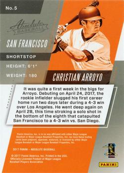 2017 Panini Chronicles - Absolute Rookies Blue #5 Christian Arroyo Back