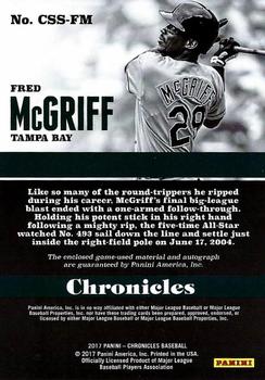 2017 Panini Chronicles - Chronicles Signature Swatches #CSS-FM Fred McGriff Back