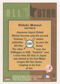 2003 Fleer Tradition Update #U207 Hideki Matsui Back