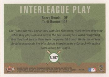2003 Fleer Tradition Update #U267 Barry Bonds / Torii Hunter Back