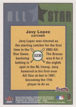 2003 Fleer Tradition Update #U230 Javy Lopez Back