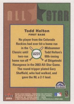 2003 Fleer Tradition Update #U231 Todd Helton Back