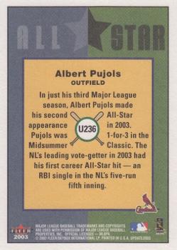 2003 Fleer Tradition Update #U236 Albert Pujols Back