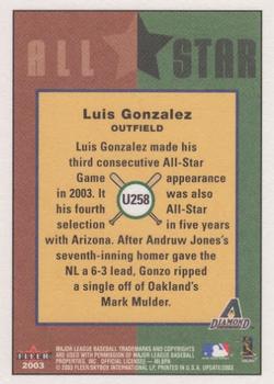 2003 Fleer Tradition Update #U258 Luis Gonzalez Back