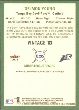 2003 Fleer Tradition Update #U295 Delmon Young Back