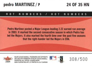 2004 Flair - Hot Numbers #24HN Pedro Martinez Back
