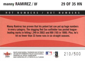 2004 Flair - Hot Numbers #29HN Manny Ramirez Back