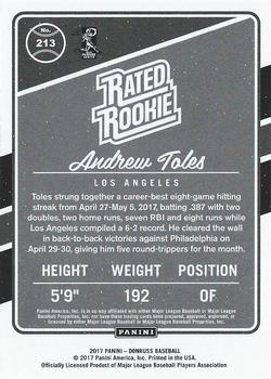 2017 Panini Chronicles - Donruss Rated Rookies #213 Andrew Toles Back