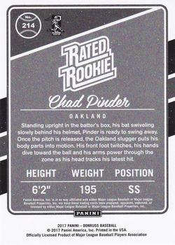 2017 Panini Chronicles - Donruss Rated Rookies #214 Chad Pinder Back