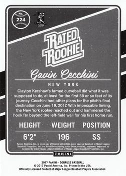 2017 Panini Chronicles - Donruss Rated Rookies #224 Gavin Cecchini Back