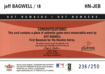 2004 Flair - Hot Numbers Game Used Blue #HN-JEB Jeff Bagwell Back