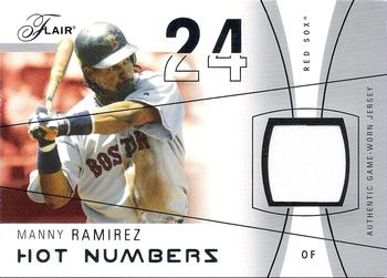 2004 Flair - Hot Numbers Game Used Blue #HN-MR Manny Ramirez Front