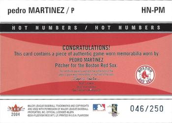 2004 Flair - Hot Numbers Game Used Blue #HN-PM Pedro Martinez Back