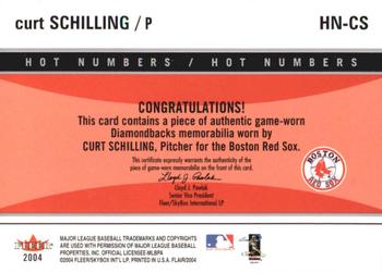 2004 Flair - Hot Numbers Game Used Green #HN-CS Curt Schilling Back