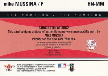 2004 Flair - Hot Numbers Game Used Green #HN-MM Mike Mussina Back