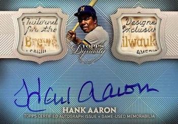 2017 Topps Dynasty - Autographed Dual Relics Blue #ADR-HA Hank Aaron Front