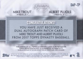 2017 Topps Dynasty - Dual Autographed Patches Blue #DAP-TP Mike Trout / Albert Pujols Back
