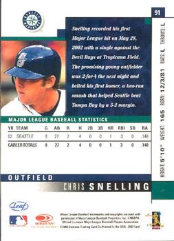 2003 Leaf #91 Chris Snelling Back