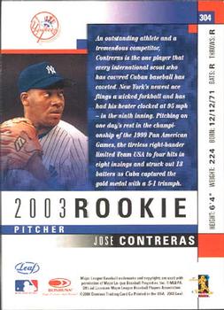 2003 Leaf #304 Jose Contreras Back