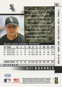 2003 Leaf #32 Mark Buehrle Back