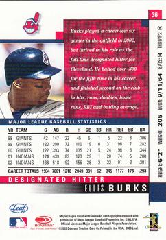 2003 Leaf #36 Ellis Burks Back