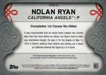 2015 Topps - Nolan Ryan Commemorative Medallions #RYAN-73 Nolan Ryan Back