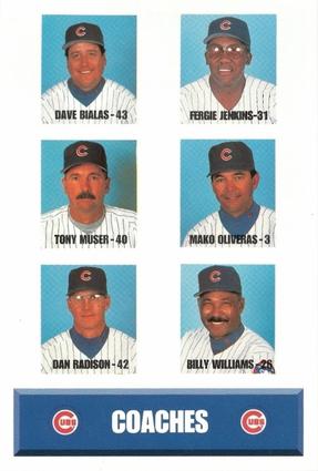 1995 Gatorade Chicago Cubs #NNO Dave Bialas / Fergie Jenkins / Tony Muser / Mako Oliveras / Dan Radison / Billy Williams Front