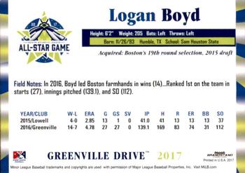 2017 Grandstand South Atlantic League All-Stars #NNO Logan Boyd Back