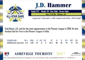 2017 Grandstand South Atlantic League All-Stars #NNO J.D. Hammer Back
