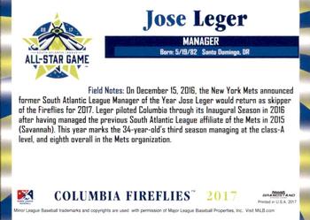 2017 Grandstand South Atlantic League All-Stars #NNO Jose Leger Back
