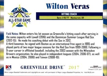 2017 Grandstand South Atlantic League All-Stars #NNO Wilton Veras Back