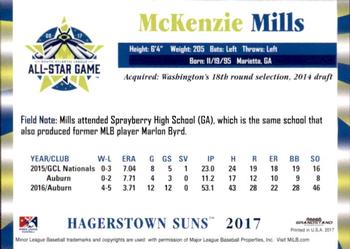 2017 Grandstand South Atlantic League All-Stars #NNO McKenzie Mills Back