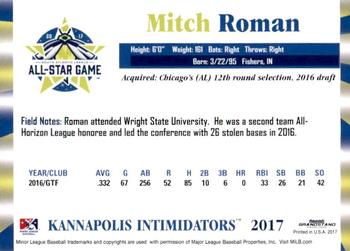 2017 Grandstand South Atlantic League All-Stars #NNO Mitch Roman Back