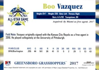 2017 Grandstand South Atlantic League All-Stars #NNO Boo Vazquez Back