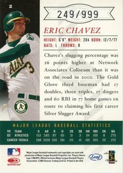 2003 Leaf Limited #2 Eric Chavez Back