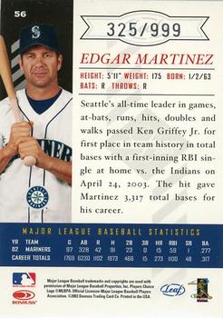 2003 Leaf Limited #56 Edgar Martinez Back