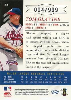 2003 Leaf Limited #65 Tom Glavine Back