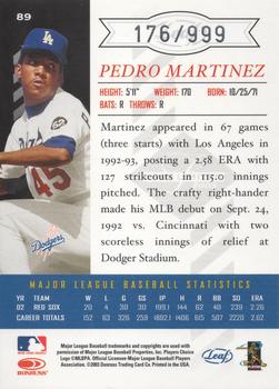 2003 Leaf Limited #89 Pedro Martinez Back