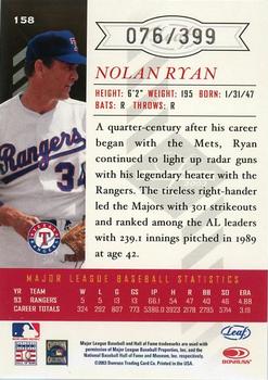 2003 Leaf Limited #158 Nolan Ryan Back