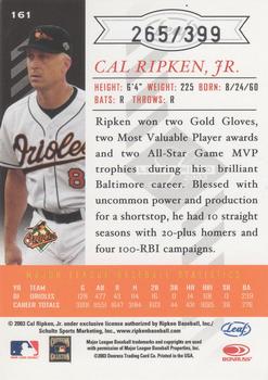 2003 Leaf Limited #161 Cal Ripken, Jr. Back