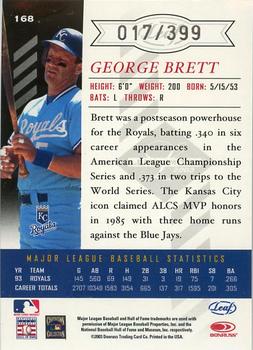 2003 Leaf Limited #168 George Brett Back