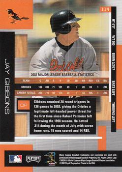 2003 Playoff Absolute Memorabilia #114 Jay Gibbons Back