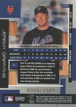 2003 Playoff Absolute Memorabilia #171 Jeremy Griffiths Back
