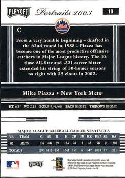2003 Playoff Portraits #10 Mike Piazza Back